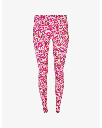 Sweaty Betty Power 7/8 Dab-print High-rise Skinny Stretch-nylon leggings - Pink