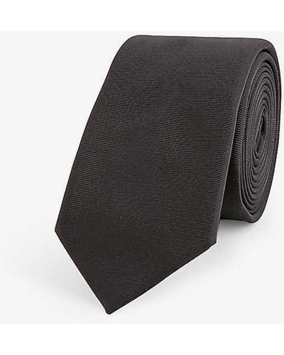 Givenchy Logo-placket Narrow Silk Tie - Black