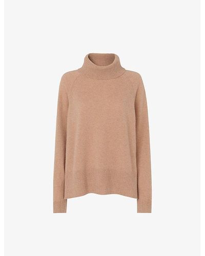 Whistles Turtleneck Relaxed-fit Cashmere Sweater - Natural