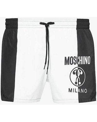 Moschino Branded-print Drawstring-waist Swim Shorts - Black