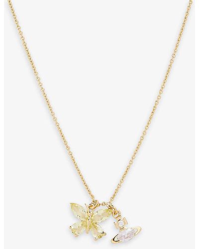 Vivienne Westwood Elianne Orb-embellished Gold-tone Brass And Cubic Zirconia Necklace - Metallic