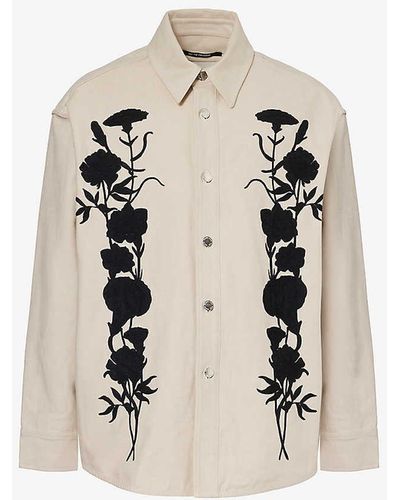 Song For The Mute Floral-embroidered Relaxed-fit Cotton-twill Shirt - White