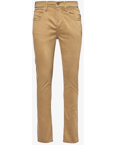 7 For All Mankind Slimmy Tapered Slim-fit Stretch Cotton-blend Trousers - Natural