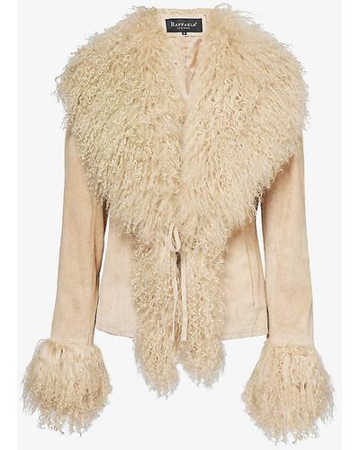 Reformation Vintage Raffaelo Shearling-trim Leather Jacket - Natural