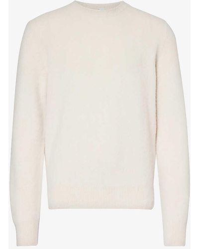 Eleventy Crewneck Regular-fit Wool And Cashmere-blend Jumper - White