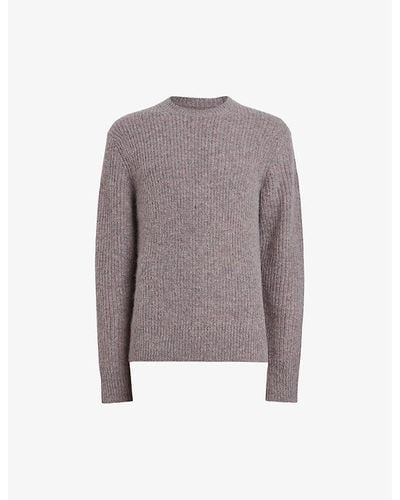 AllSaints Washed Ribbed Alpaca And Wool-blend Knitted Sweater - Gray