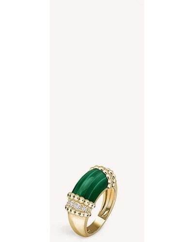 Van Cleef & Arpels Perlée Couleurs 18ct Yellow-gold, 0.3ct Brilliant-cut Diamond And 8.5ct Malachite Ring - White
