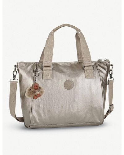 Kipling Amiel Nylon Medium Tote Handbag - Metallic