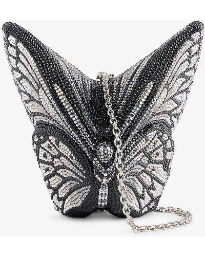 Judith Leiber Black Diamondbutterfly Crystal-embellished Brass Clutch-bag - Multicolour