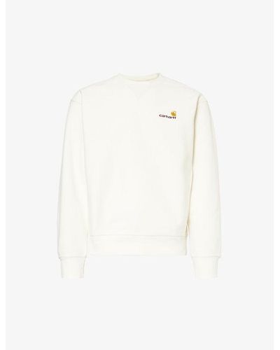 Carhartt Usa Script Brand-embroidered Cotton-blend Sweatshirt X - White