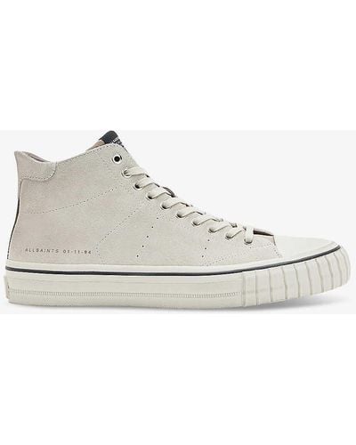 AllSaints Lewis Logo-embossed Suede High-top Trainers - White