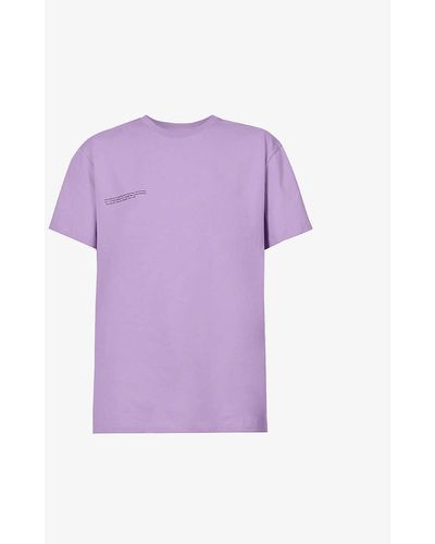 PANGAIA Text-print Organic-cotton T-shirt - Purple