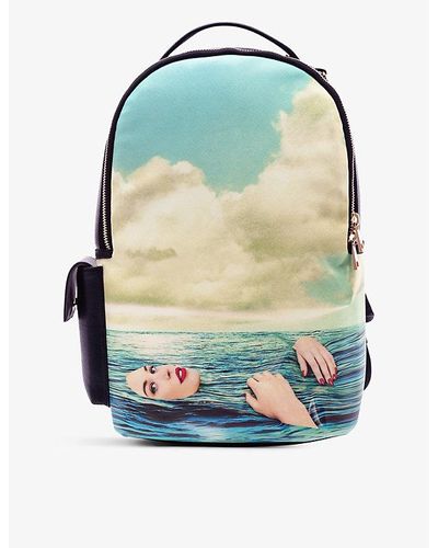 Seletti Wears Toiletpaper Seagirl Graphic-print Faux-leather Backpack - Blue