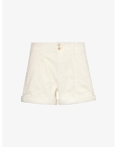 PAIGE Brooklyn Turn-up Cuff Mid-rise Cotton-blend Denim Shorts - Natural
