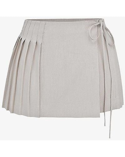 House Of Cb Tatum Pleated Stretch-woven Mini Skirt - White