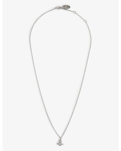 Vivienne Westwood London Orb Silver-tone Brass And Cubic Zirconia Pendant Necklace - White