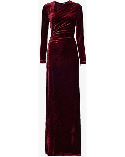 Ralph Lauren Kinslee Split-hem Velvet Gown - Purple
