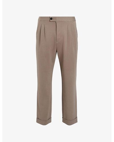 AllSaints Helm Cropped Tapered-leg Stretch-woven Pants - Gray