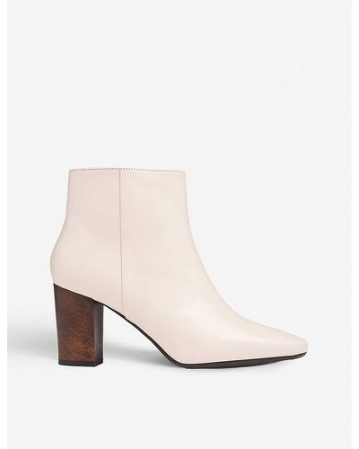 LK Bennett Sira Leather Ankle Boots - White