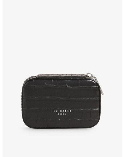 Ted Baker Ivee Croc-embossed Faux-leather Mini Jewelry Case - Black