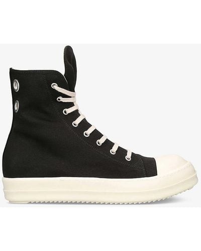 Rick Owens Contrast-toe Lace-up Canvas High-top Trainers - Black