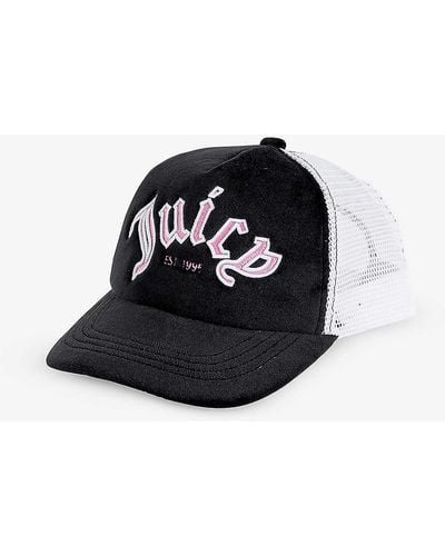 Juicy Couture Logo-embroidered Mesh-back Velour Cap - Black