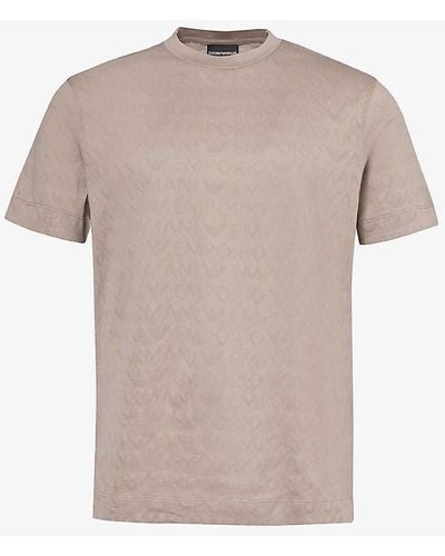 Emporio Armani Monogram-print Regular-fit Cotton T-shirt X - Grey