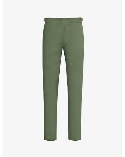 Orlebar Brown Griffon Adjustable Tapered-leg Linen Pants - Green