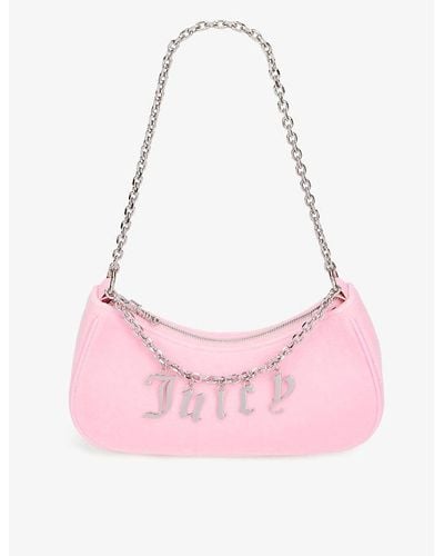 Juicy Couture Chain-strap Logo-embellished Velour Shoulder Bag - Pink
