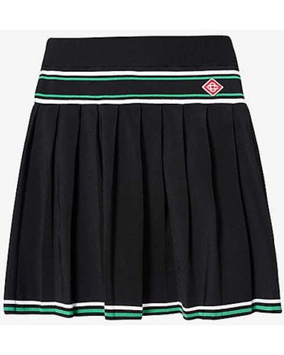 Casablancabrand Contrast-trim Pleated Knitted Mini Skirt - Black