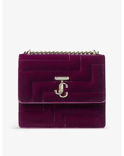 Jimmy Choo Avenue Quad Velvet Shoulder Bag - Purple