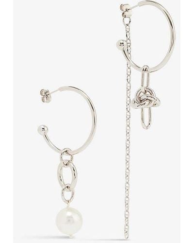 Justine Clenquet Emma Asymmetrical Brass Earrings - White