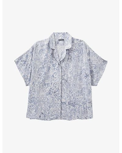 IKKS Paisley-patterned Relaxed-fit Woven Shirt - Blue