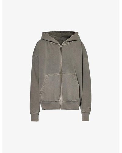 Lounge Underwear Zip-up Relaxed-fit Cotton-jersey Hoody - Grey