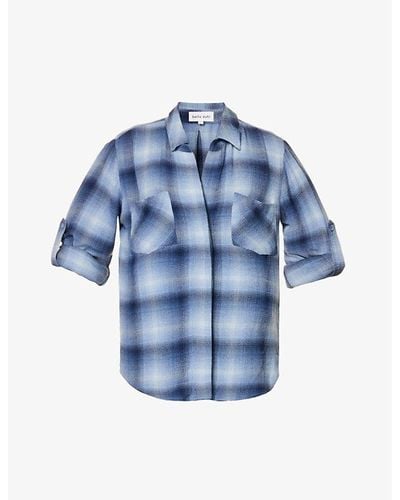 Bella Dahl Check-print Relaxed-fit Stretch-woven Shirt - Blue