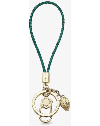 BVLGARI Serpenti Forever Leather And Gold-plated Brass Keyring - Metallic