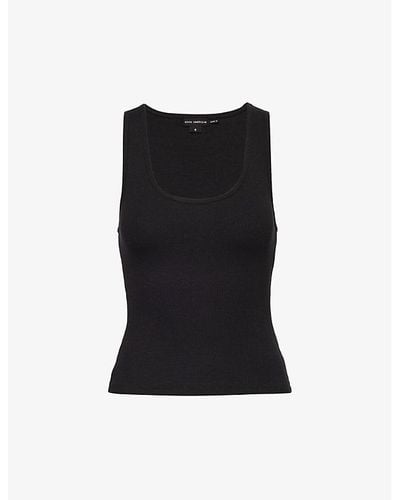 GOOD AMERICAN Heritage Ribbed Stretch-cotton Top X - Black