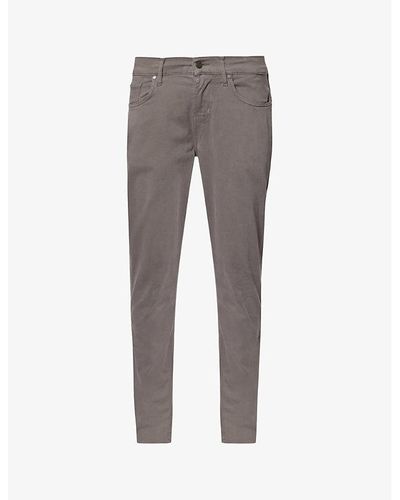 7 For All Mankind Slimmy Tapered Slim-fit Stretch Cotton-blend Trousers - Grey