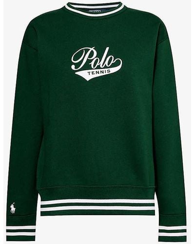 Polo Ralph Lauren X Wimbledon Brand-print Cotton-blend Jumper - Green