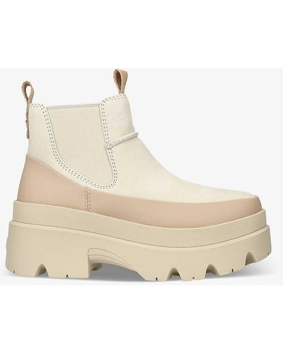 UGG Brisbane Ridged-sole Faux-leather Chelsea Boots - Natural