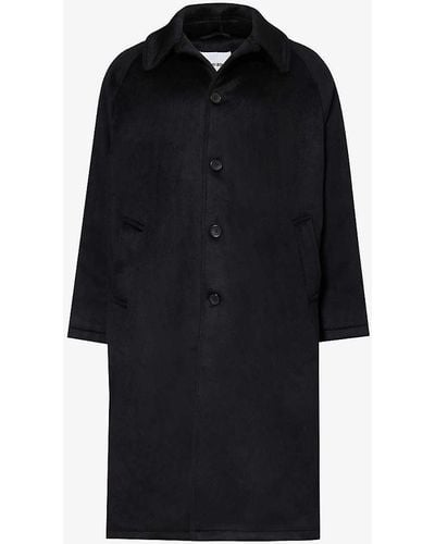 MKI Miyuki-Zoku Side-pocket Spread-collar Wool-blend Coat Xx - Black