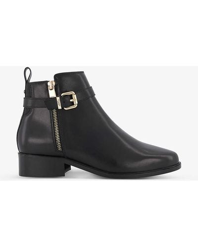 Dune Pepi Side-buckle Heeled Leather Ankle Boots - Black
