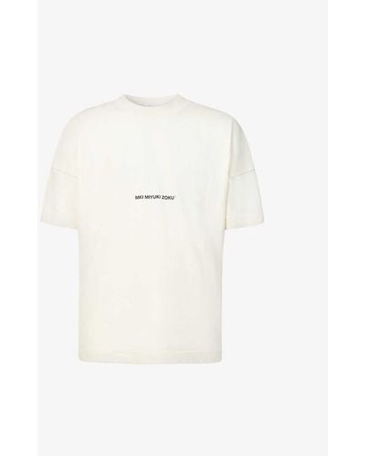 MKI Miyuki-Zoku Staple Brand-print Organic-cotton T-shirt - White