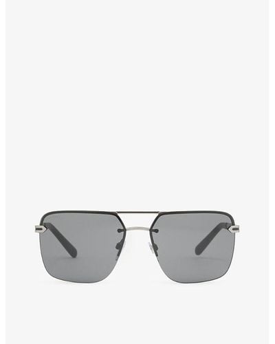BVLGARI Bv5054 61 Aviator-frame Metal Sunglasses - Grey