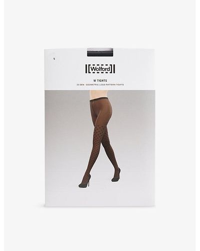 Wolford Branded-waistband High-rise Stretch-woven Tights - White