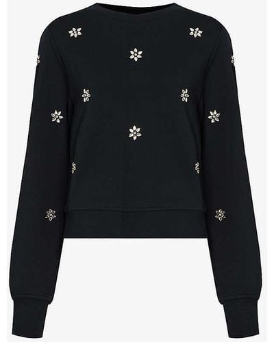 PAIGE Ordenna Rhinestone-embellished Cotton-jersey Sweatshirt - Black