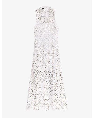 Maje Beaded Crochet Woven Maxi Dress - White