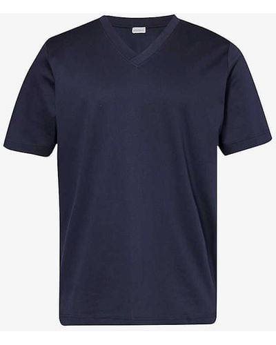 Zimmerli of Switzerland Vy Relaxed-fit Cotton-jersey T-shirt X - Blue