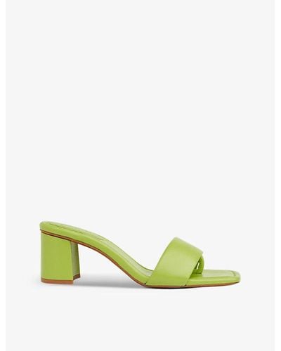 Whistles Marie Toe-post Block-heel Leather Mules - Green