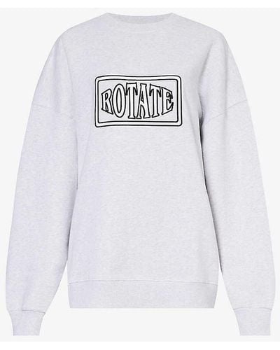 ROTATE SUNDAY Brand-embroidered Relaxed-fit Organic-cotton Sweatshirt X - White